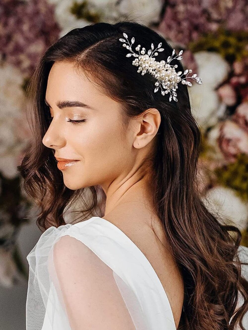 Bridal hair comb floral